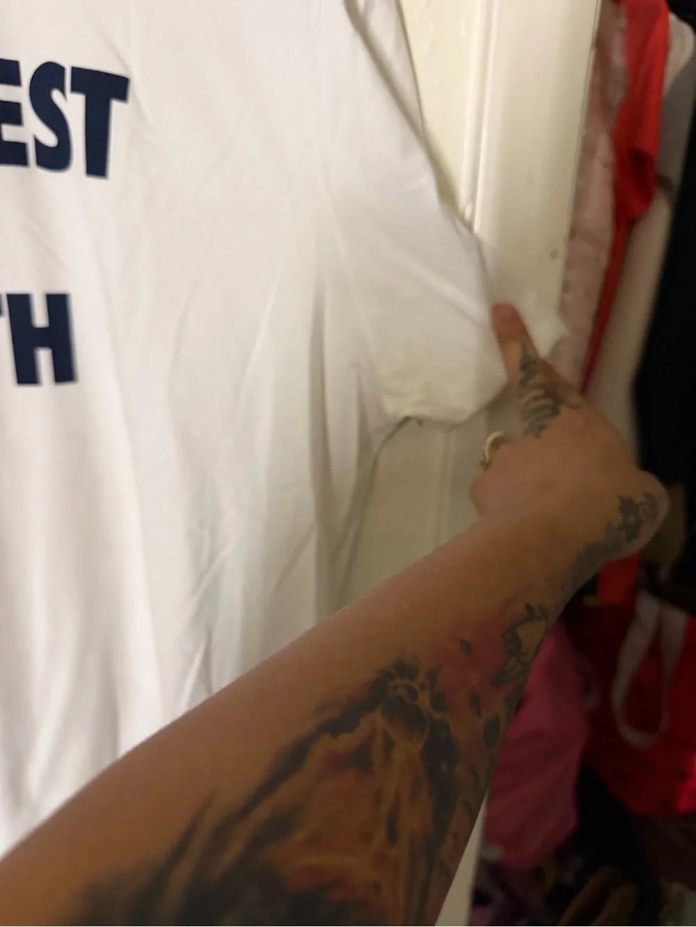 Nike White Short-Sleeve Tee with Navy 